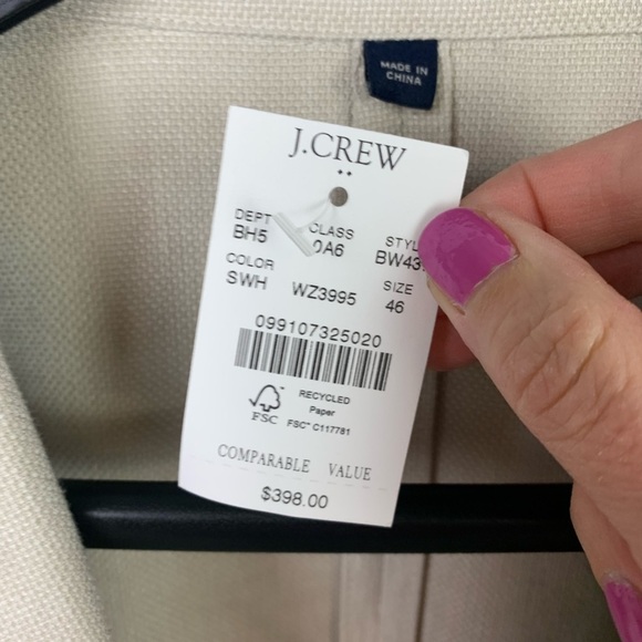 J Crew Factory Men’s Slim fit Thompson basket weave blazer Size 46 Beige Linen - Picture 4 of 11